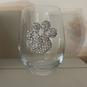 Stemless Paw Print Jeweled Wine Glass